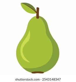 Green colorful pear fruit icon isolated on white background.  flat design. Vector illustration.Pear icon vector illustration. 