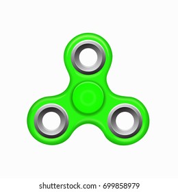 Green colorful spinner on a white background. Modern children's toy - spinner. Vector illustrations.