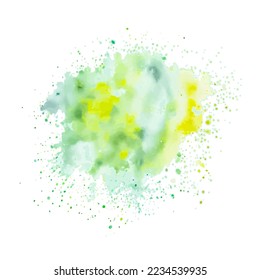 Green colorful watercolor splash, color spot, abstract shape