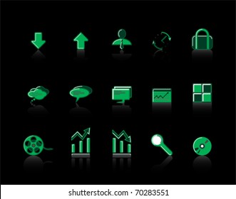 green colorful Web Site & Internet icon set