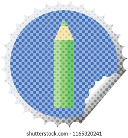 green coloring pencil graphic vector illustration round sticker stamp