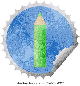 green coloring pencil graphic vector illustration round sticker stamp