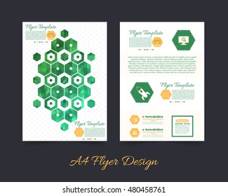 Green Colors A4 Flyer Brochure Design. Corporate Leaflet, Cover Template