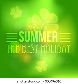 Green Colors Abstract Blurred Background and Web Banner of Summer Season Sale