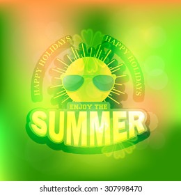 Green Colors Abstract Blurred Background and Web Banner of Summer Season 