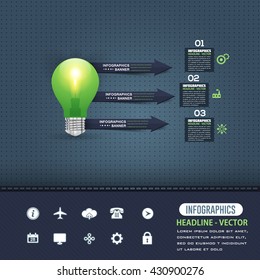 Green Colors Bulb Theme, Infographics Template