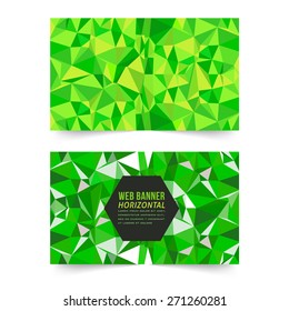 Green Colors Geometric Shapes Vector Web Banner, Card, Background