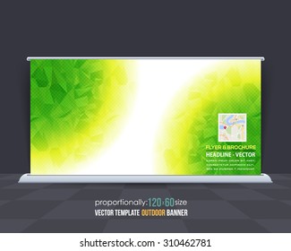 Green Colors Low Poly Style Outdoor Banner, Advertising Vector Background Template 