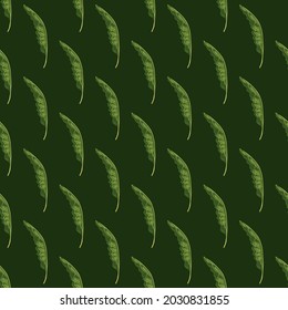 Green colors seamless pattern with tropical palm foliage shapes. Greenery ornament. Flat vector print for textile, fabric, giftwrap, wallpapers. Endless illustration.