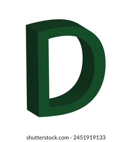 Green colour 3d letter D isolated on white