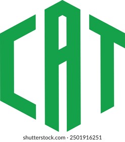 Green colour alphabet logo of CAT in hexagon shape.