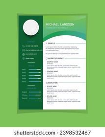diseño cv corporativo de color verde