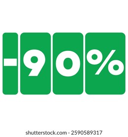 Green coloured Flat 90% Off - offer sale vector