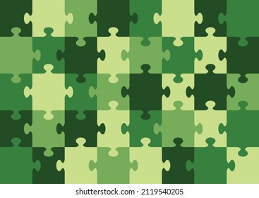 Green colr set puzzles vector background.Jigsaw section template.Design on St. Patrick's Day concept. 