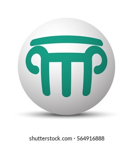Green Column icon on white sphere