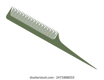 Peine verde para peinar o crear un peinado. Profesional de peluquería. Ilustración vectorial para su diseño