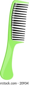 Green comb, illustration, vector on a white background.