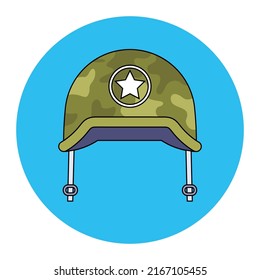 green combat helmet with a star. flat vector illustration