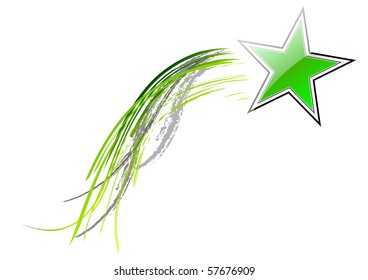 Green comet on the white