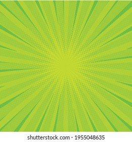 fondo de cómic verde con iluminación vectorial de semitono Grunge. Elemento de diseño de vector de arte pop