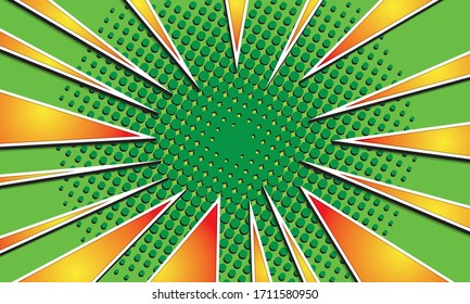 green comic background, halftone background vector