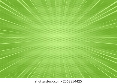 Green comic background. Vintage retro sunburst wallpaper