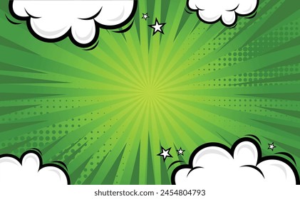 Plantilla de Vector de diseño de fondo de dibujos animados de cómic verde
