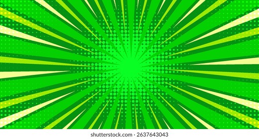 Green Comic Cartoon Background Stars Vector Template