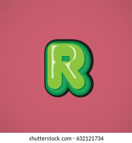 Green comic character from a typeset, vector illustration