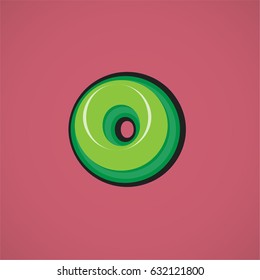 Green comic character from a typeset, vector illustration