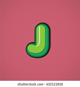 Green comic character from a typeset, vector illustration