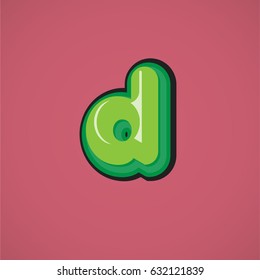 Green comic character from a typeset, vector illustration