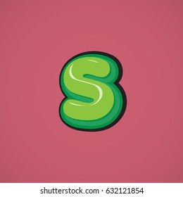 Green comic character from a typeset, vector illustration