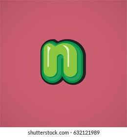 Green comic character from a typeset, vector illustration