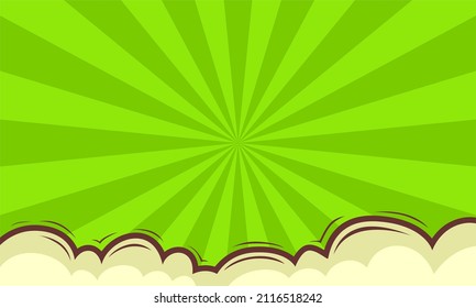 Fondo de arte pop de historieta verde con nube