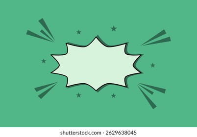 Green Comic Style Pop Art Background with Blank Speech Bubble. Vector illustration.