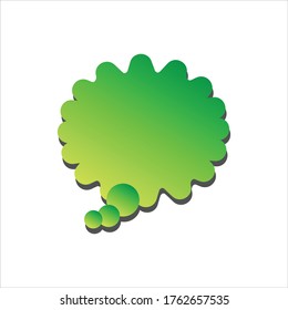 Green comic tag. Flat vector graphic in White background.