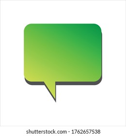 Green comic tag. Flat vector graphic in White background.
