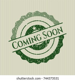 Green Coming Soon distress rubber seal with grunge texture