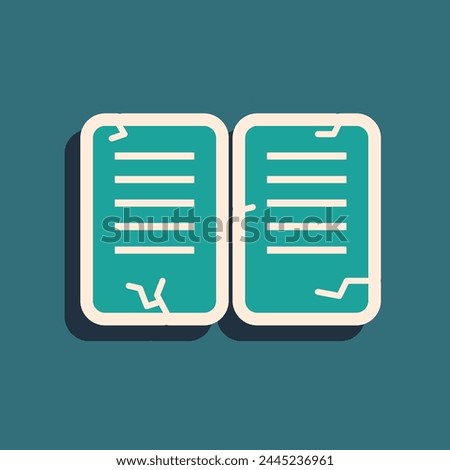 Green The commandments icon isolated on green background. Gods law concept. Long shadow style. Vector Illustration