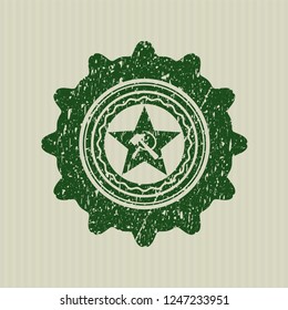 Green communism icon inside rubber stamp