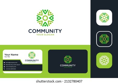 Green Community Geometry Logo Design And Business Card