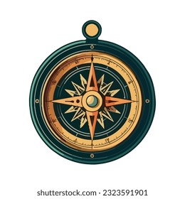 green compass design over white