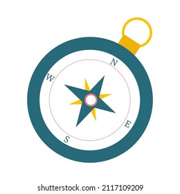 Green compass on a white background for use in clipart. Vector isolated images for use in web design