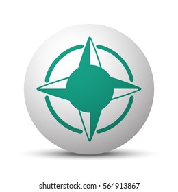 Green Compass Rose icon on white sphere