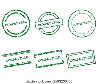 Green compatible stamps on white