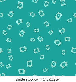 Green Completed task icon isolated seamless pattern on green background. Compliance inspection approved. Checklist sign. Certified document symbol.  Vector Illustration