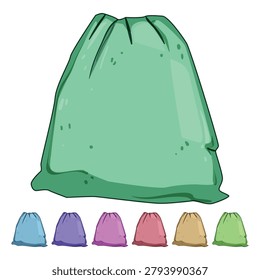green compostable trash bag cartoon. environment organic, recycling natural, plantbased renewable green compostable trash bag sign colorful illustration