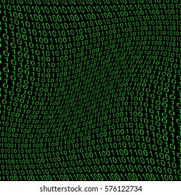 Green Computer Glitch Texture. Binary computer code. Vector pixel  pattern. Digital background. 