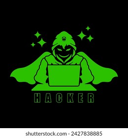 Green computer Hacker design illustration with laptop icon. Icon design